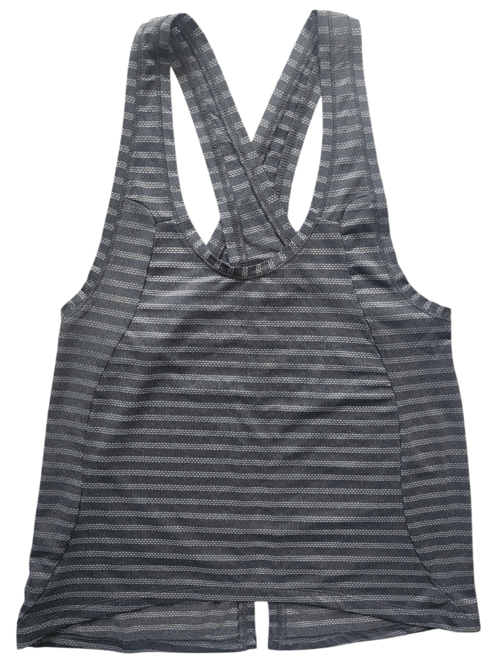 Zyia Active Gray Striped Cross Back Tank Top